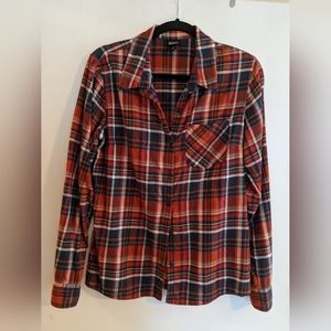 Patagonia Heywood Flannel Button Front Shirt Blue Orange Women's Size 6
